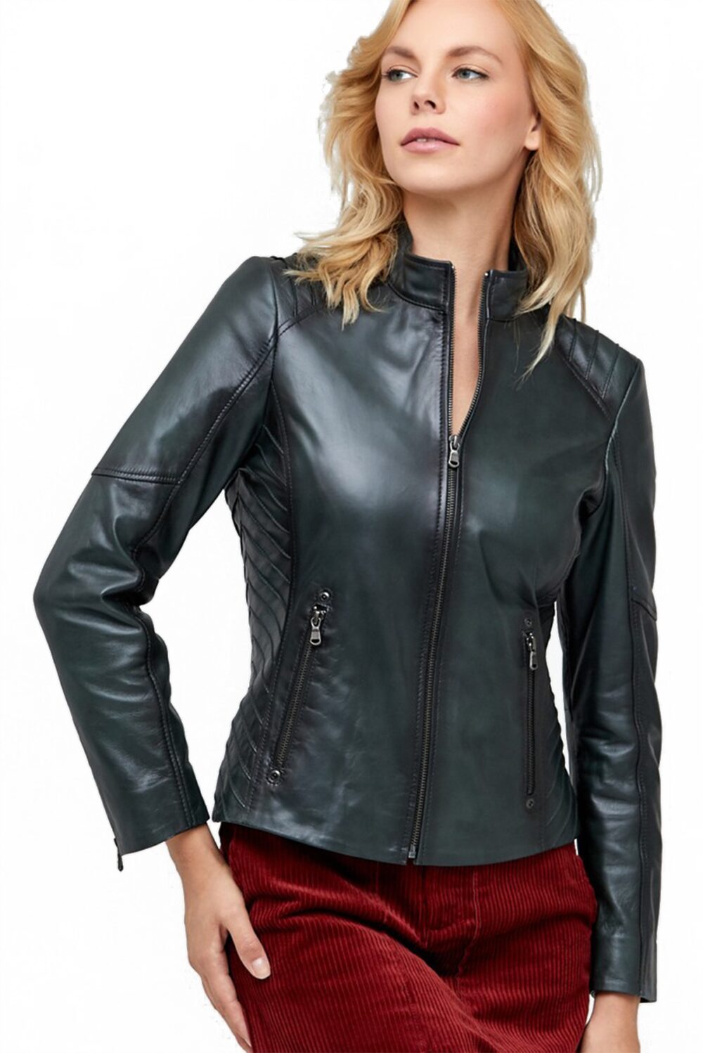 Ladies Black Trench Jacket in Real Leather | Faux Fur Jacket
