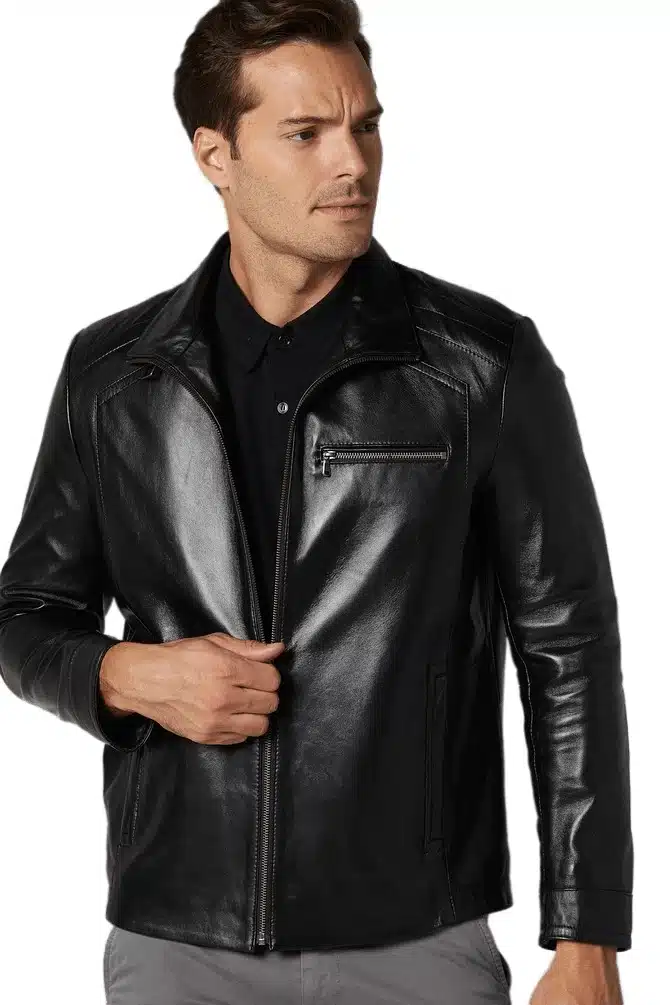 Bernie Men's 100 % Real Black Leather Classic Jacket