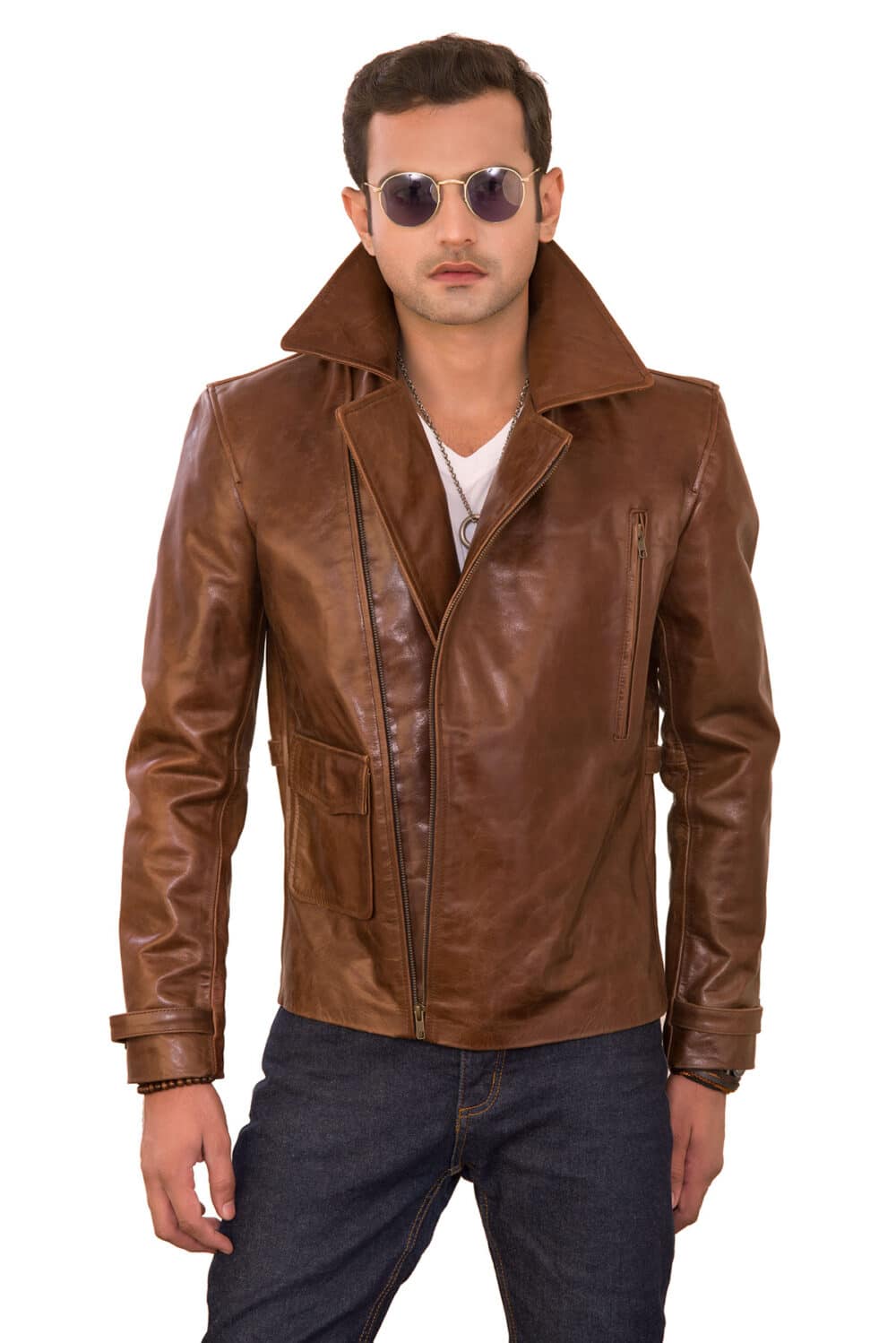 white leather jacket mens outfit