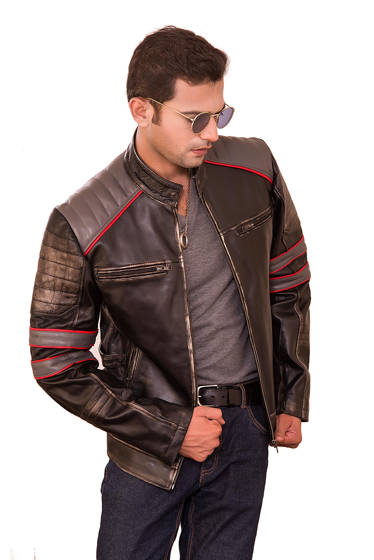 Men’s Retro Classic Leather Jacket – Free Shipping USA & CA