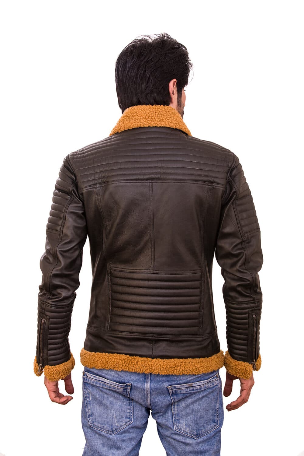 brown leather jacket mens outfit