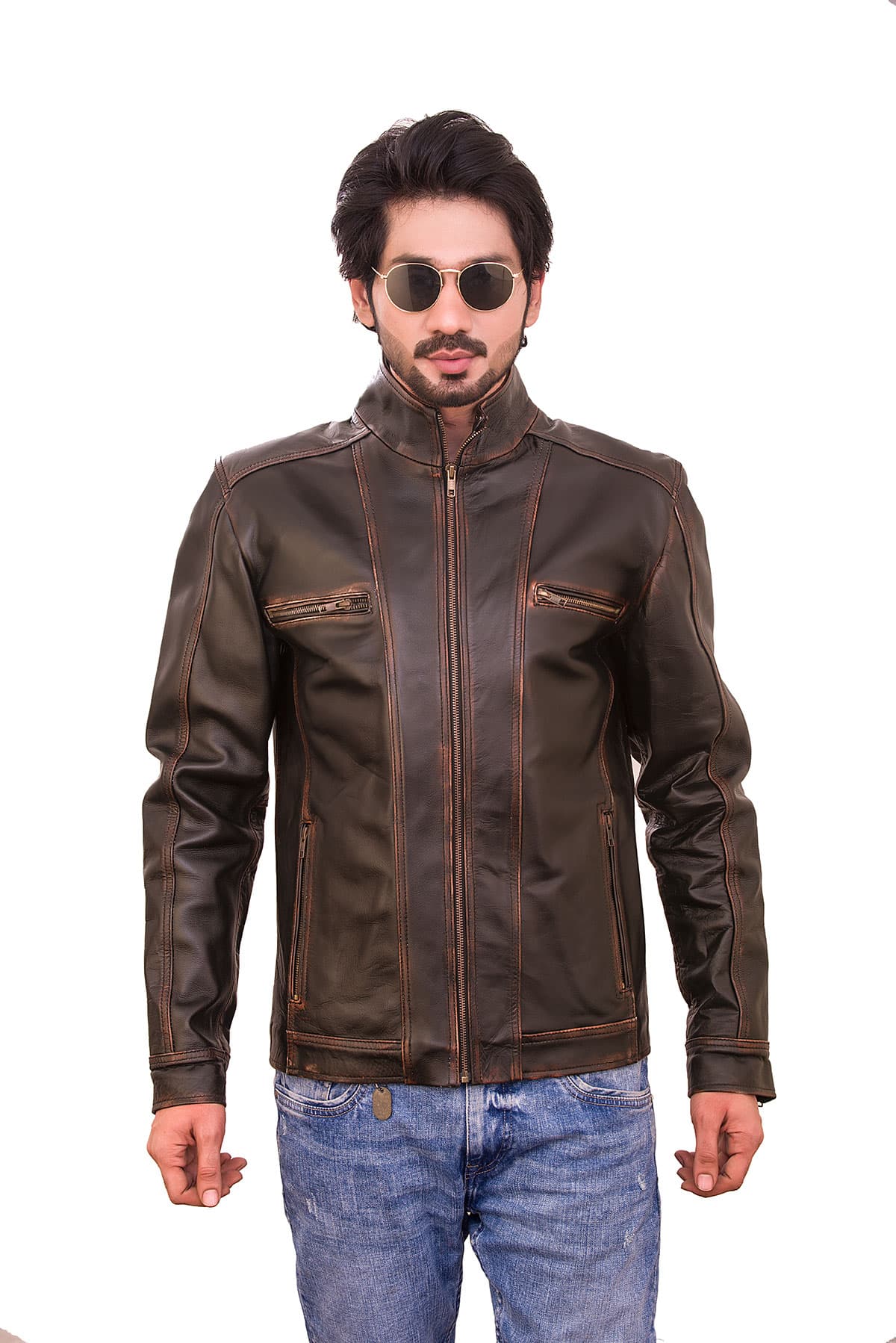 Men's 100% Real Brown Leather Distressed Magnum Opus Jacket