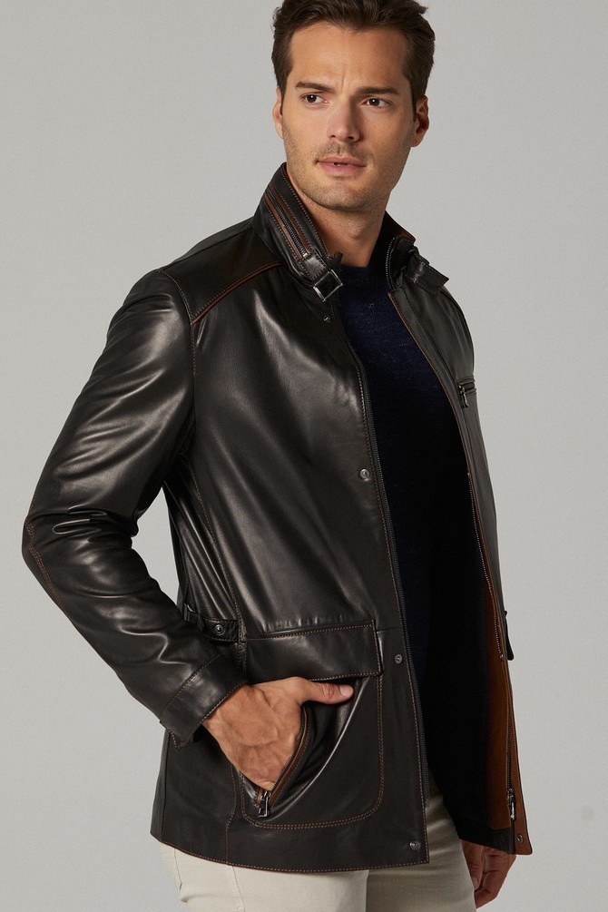 Brown Leather Jacket of Mens
