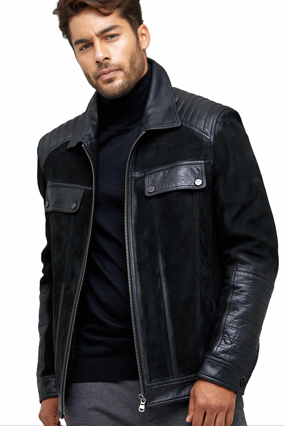 mens suede blazer jacket black