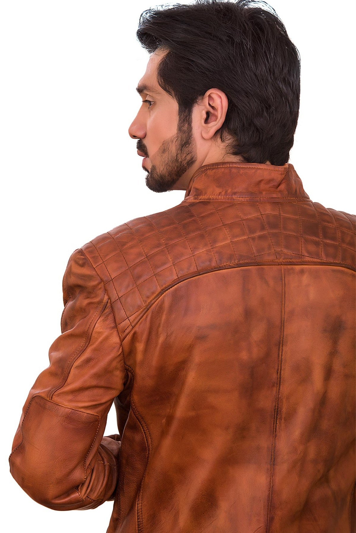 mens leather jacket brown
