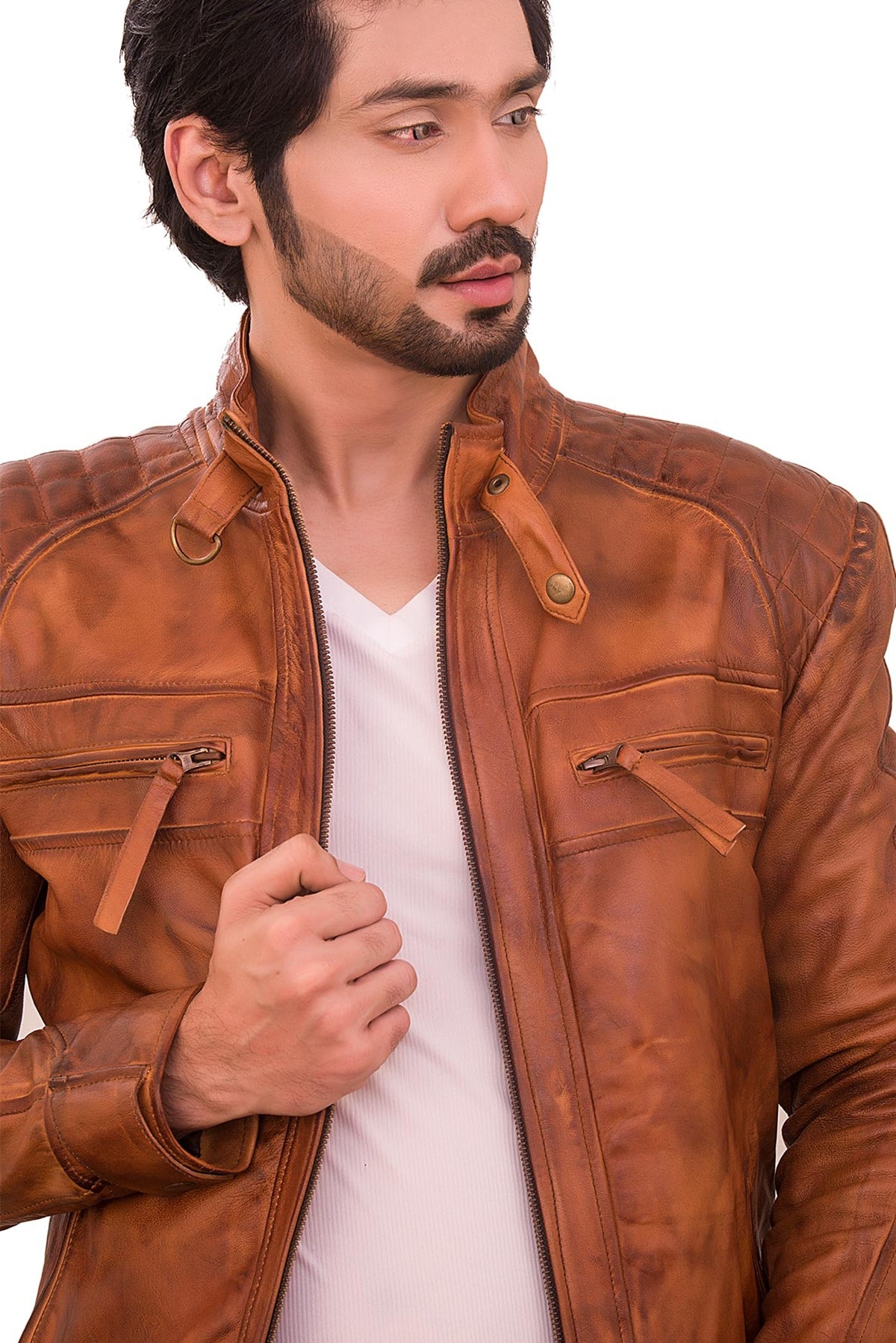 brown leather aviator jacket mens