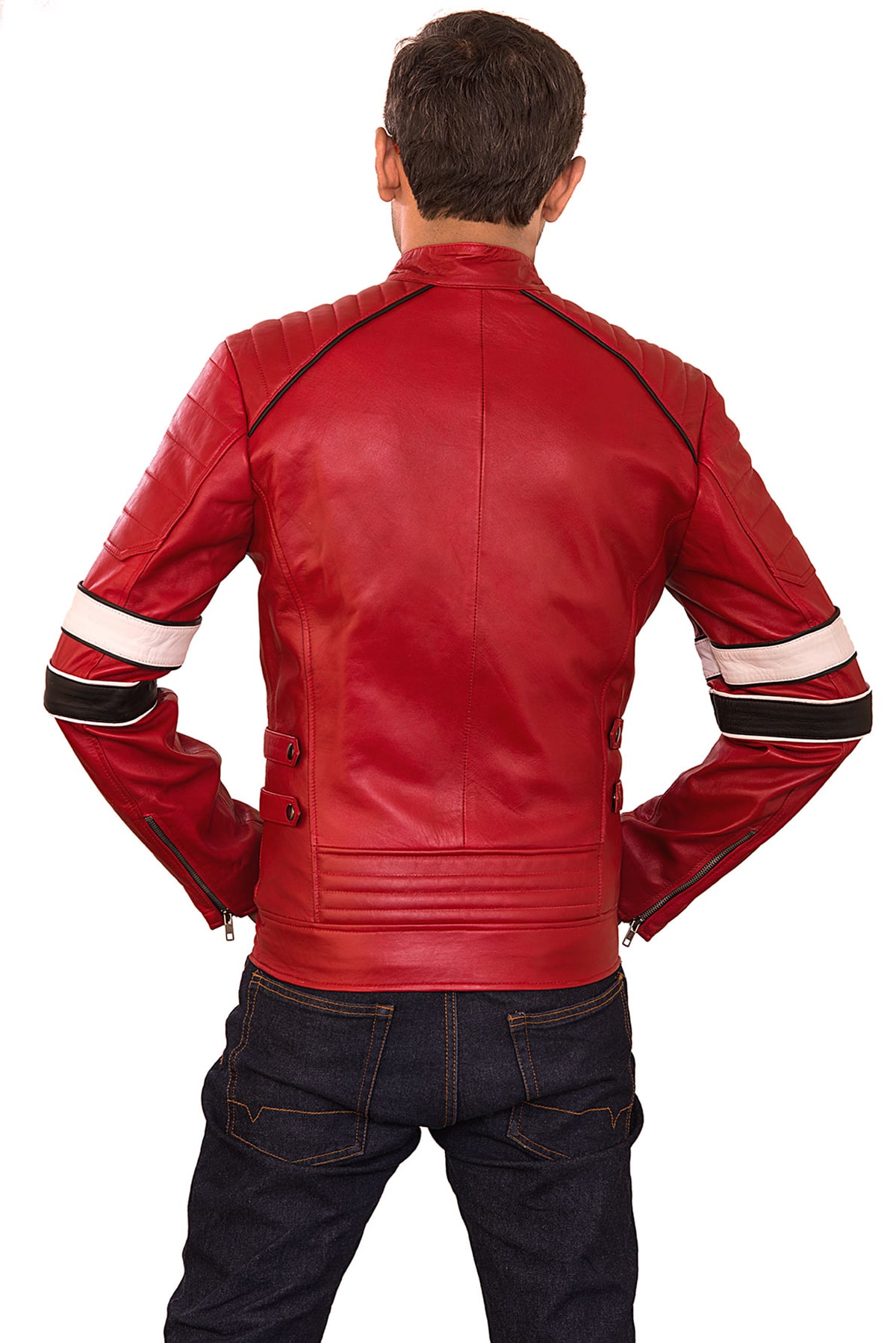 Padolski Red Moto Padded Shoulder Mens Jacket – Free Ship US