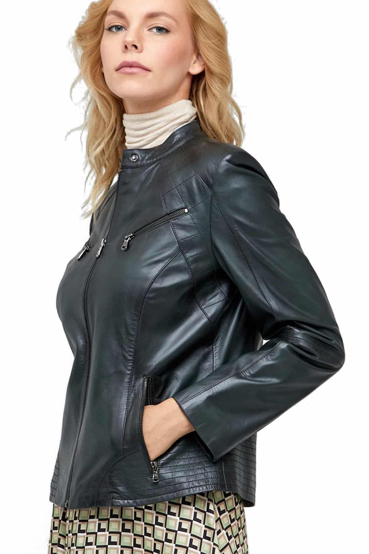 black or brown leather jacket women's