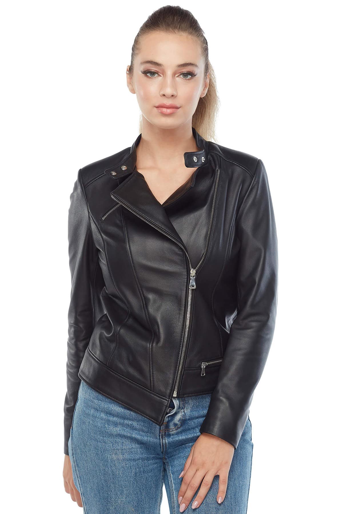 Buy Genuine Women's Leather Jacket in Black in Reasonable Price