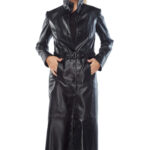 Extra Long Leather Coat for Womens in Black