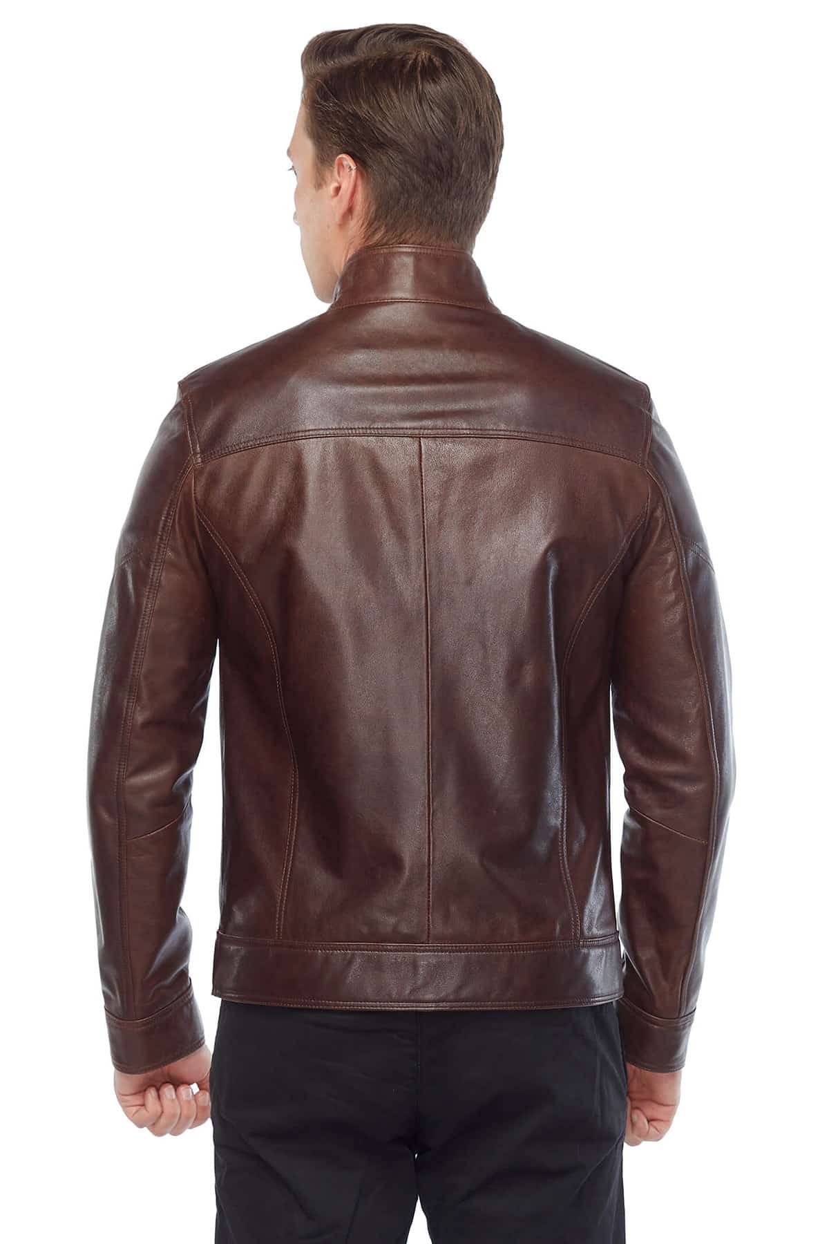 Brooklyn Beckham Genuine Leather Coat Brown Back