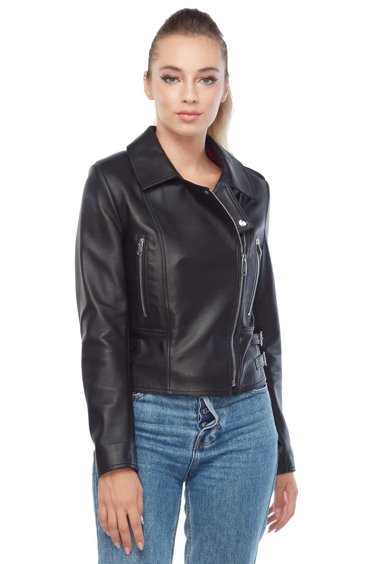 You've Searched for Womens Genuine Leather Moto Jacket Black