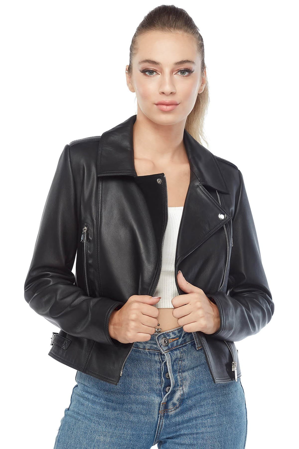 Catherine Women's 100 % Real Moto Leather Jacket