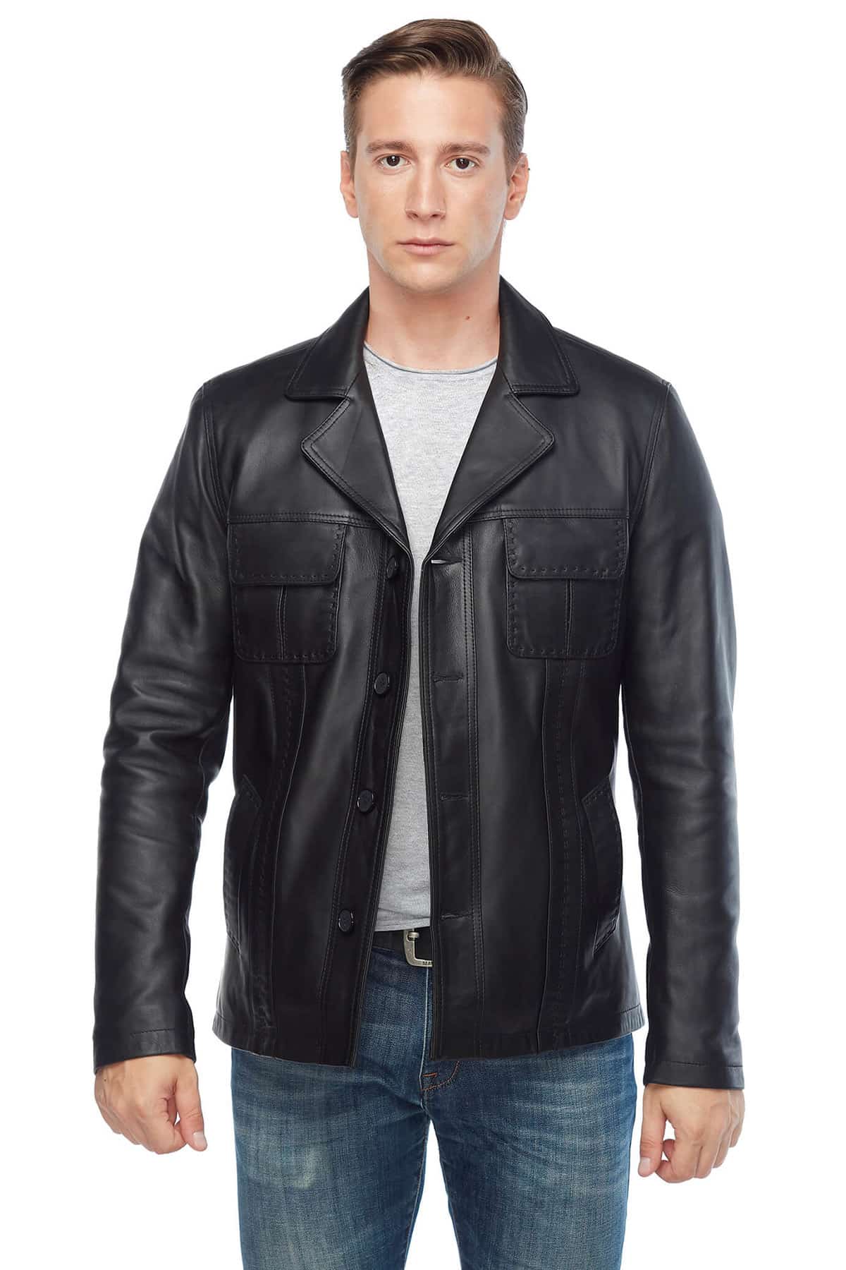 Charley Speed Men’s Leather Coat Black2