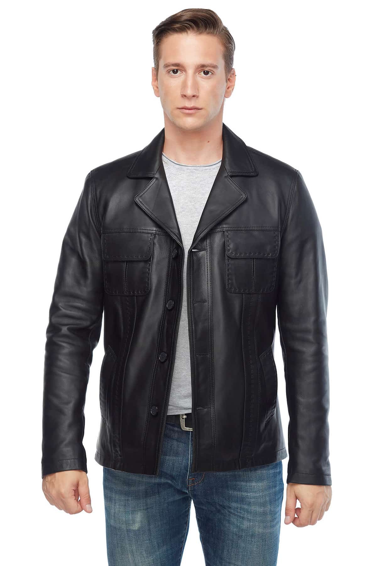 Charley Speed Men's 100 % Real Black Leather Jacket