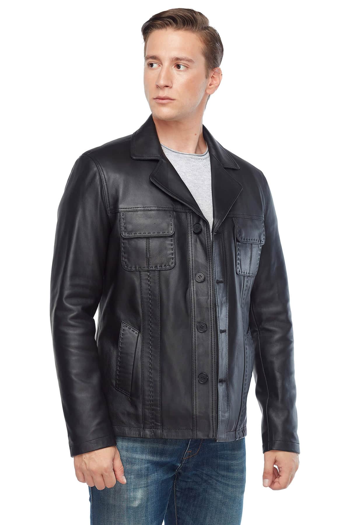 Charley Speed Men’s Leather Coat Black3