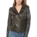 Chloe Women's 100% Real Green Leather Moto jacket