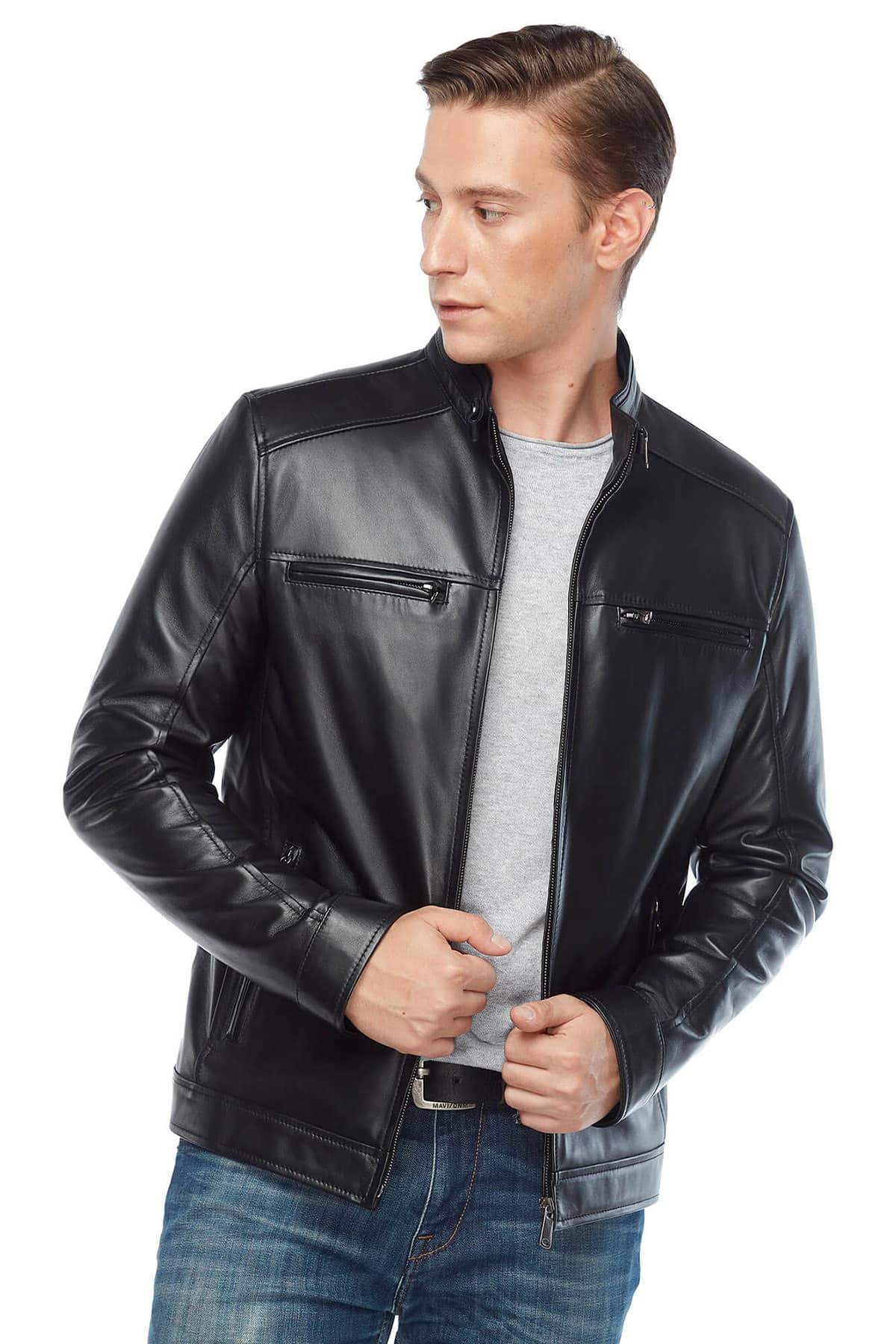 Craig McGinlay Men's 100 % Real Black Leather Jacket