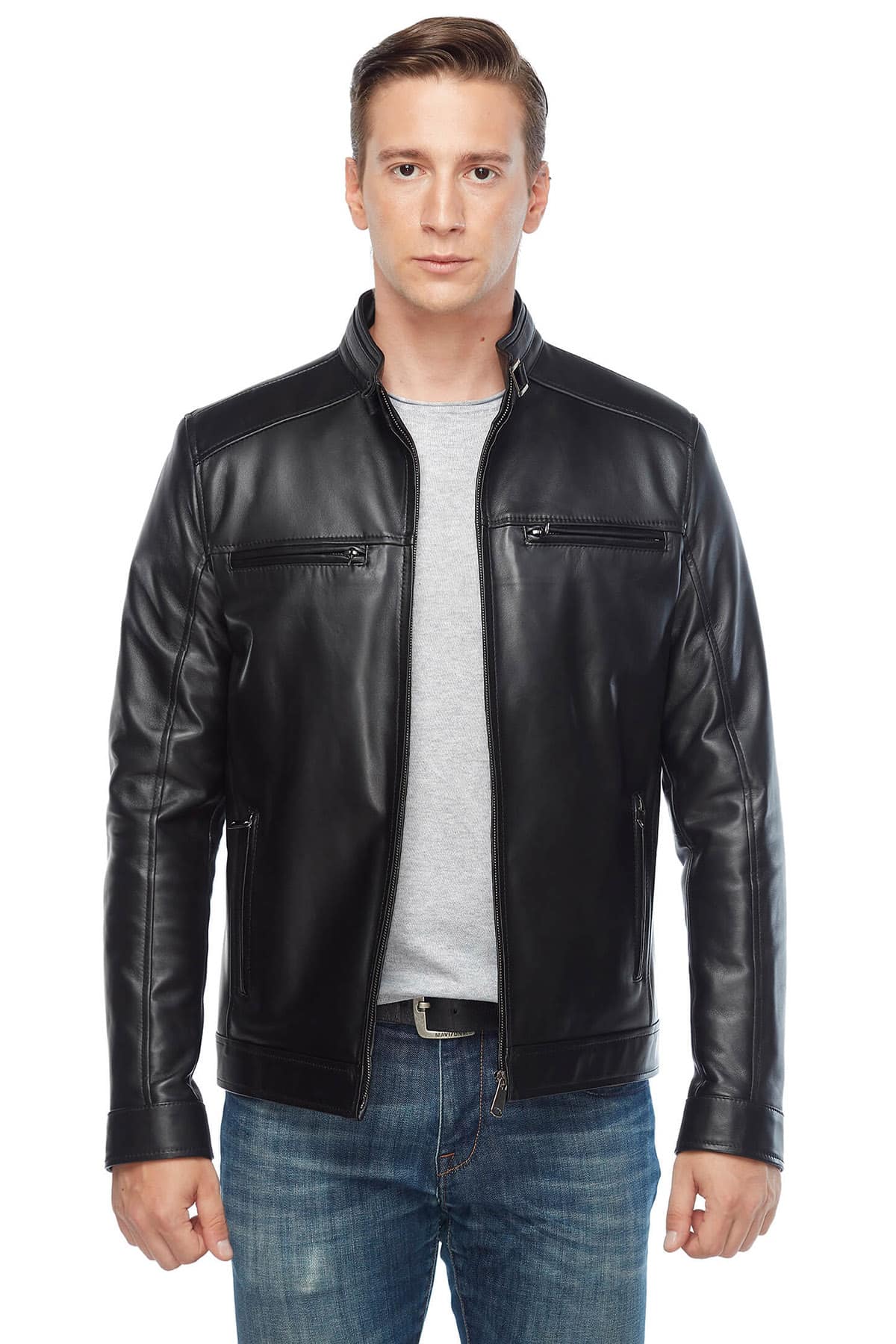 Craig McGinlay Genuine Leather Jacket in Black