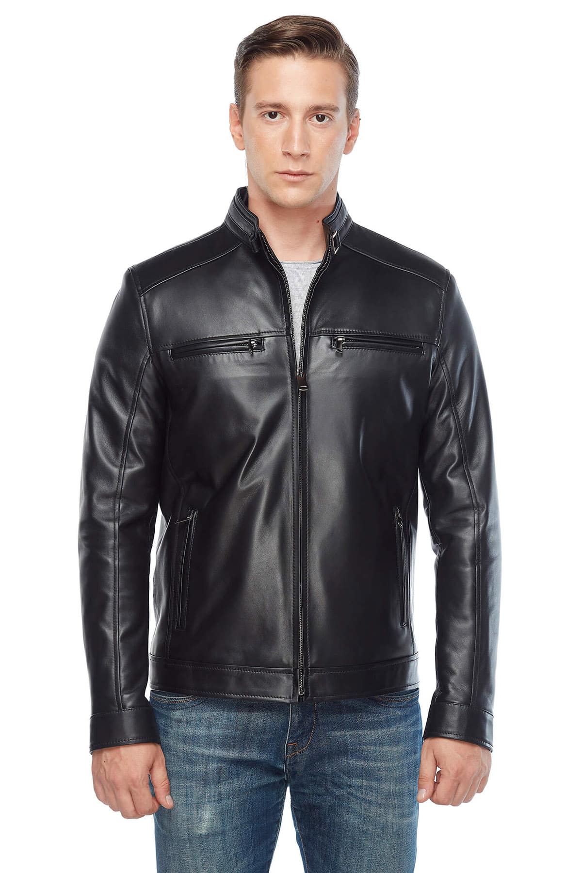 Craig McGinlay Genuine Leather Coat in Black2