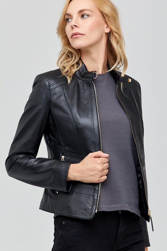 Charlotte Ladies Black Leather Jacket