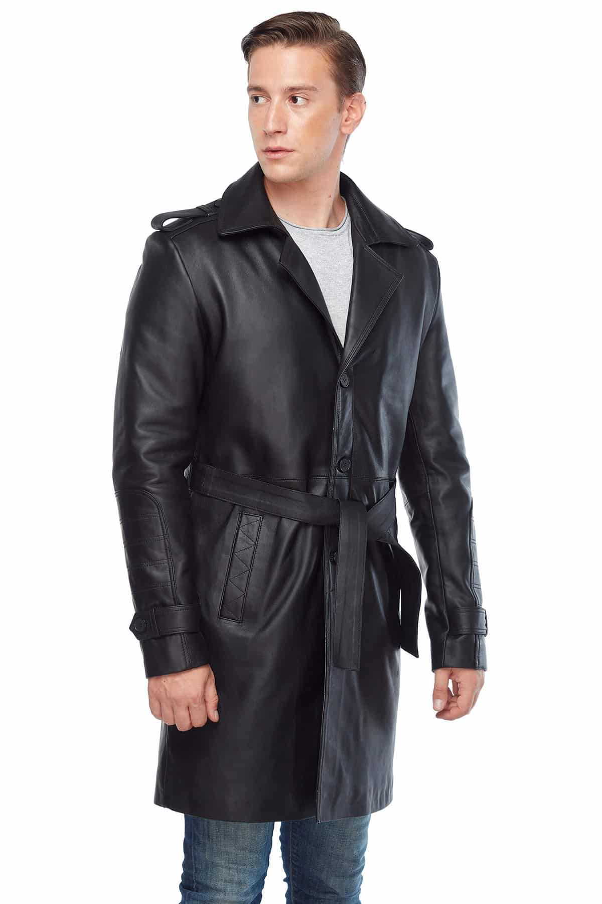 Daniel Genuine Leather Men’s Topcoat Black2
