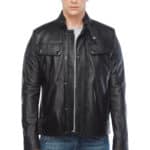 David Beckham Men's 100% Real Black Leather Jacket