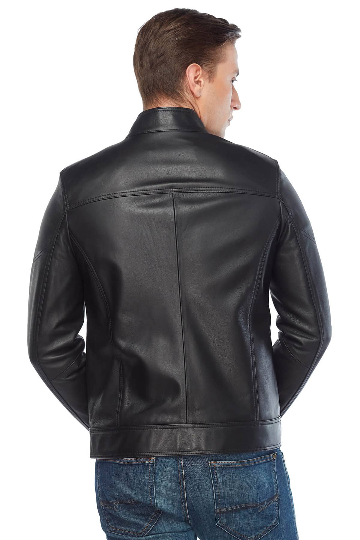David Beckham Genuine Leather Coat Black Back