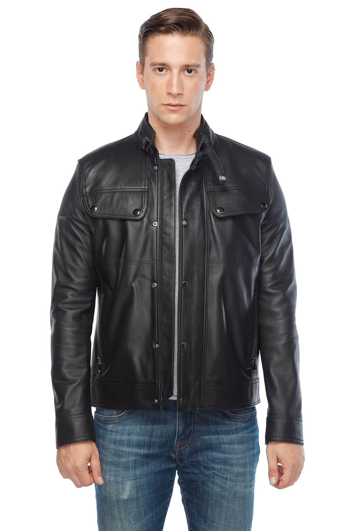 David Beckham Mens Genuine Leather Coat Black for Sale