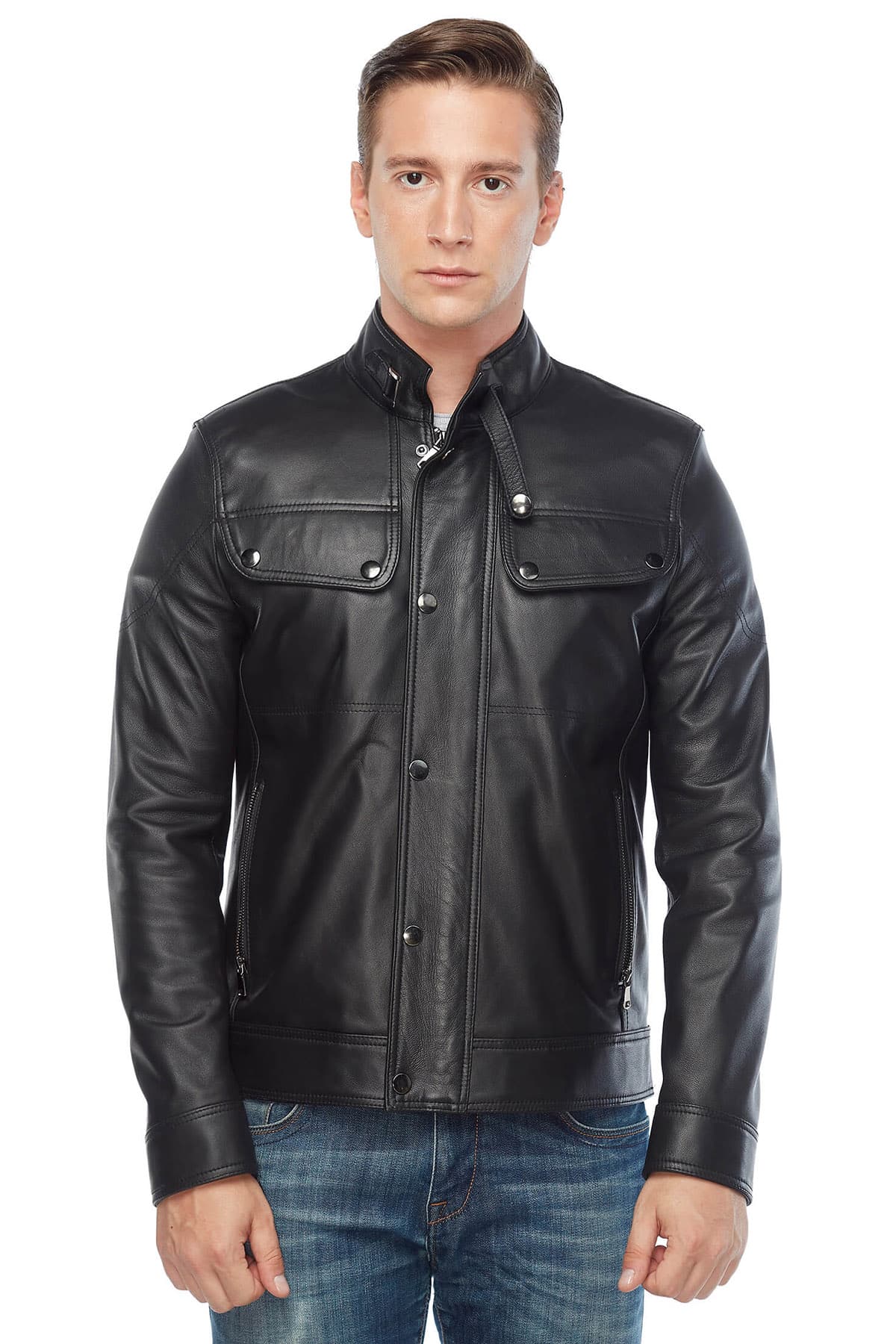 David Beckham Mens Genuine Leather Coat Black for Sale