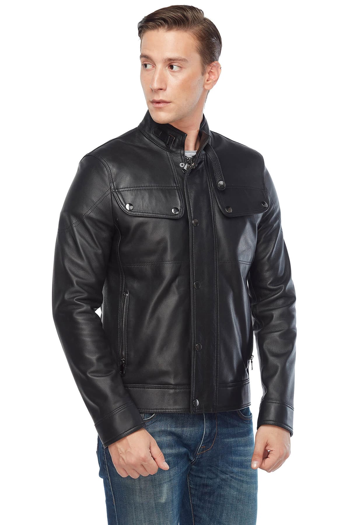 David Beckham Mens Genuine Leather Coat Black for Sale