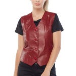 Emily Women's 100% Real Red Leather Vest