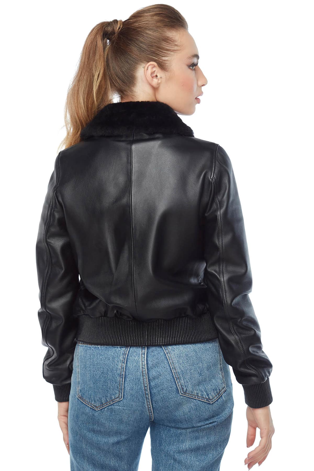 You've Searched for Womens Genuine Leather Bomb Jacket Black