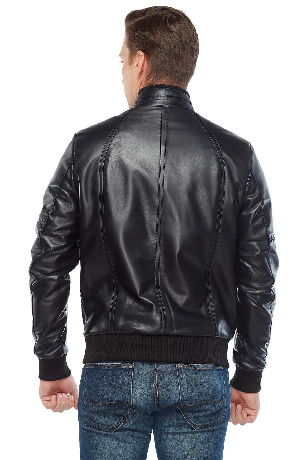 George Craig Black Leather Jacket Back
