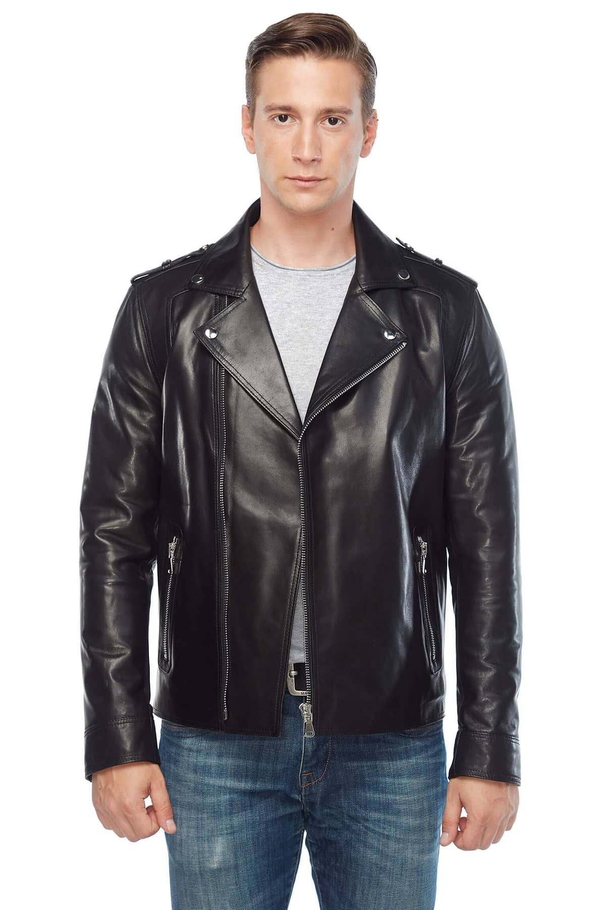 Hugh Dancy Biker Genuine Leather Jacket Black2