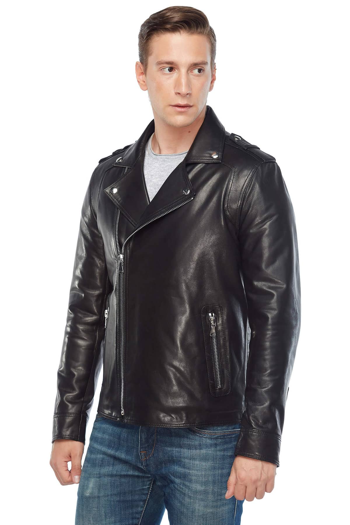 side Plausible as a result You've Searched for Mens Biker Genuine Leather Jacket Black