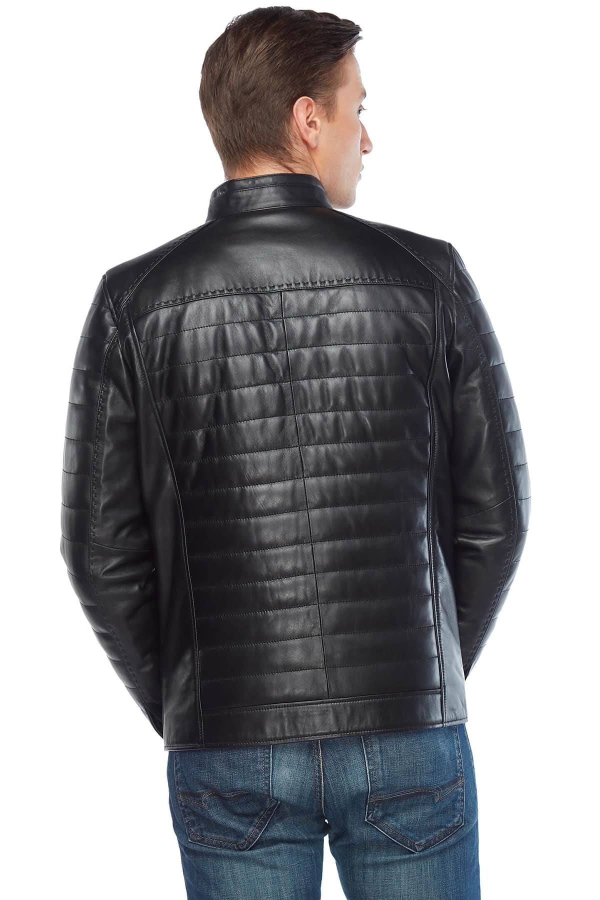 Josh O’Connor Black Genuine Leather Men’s Coat Back