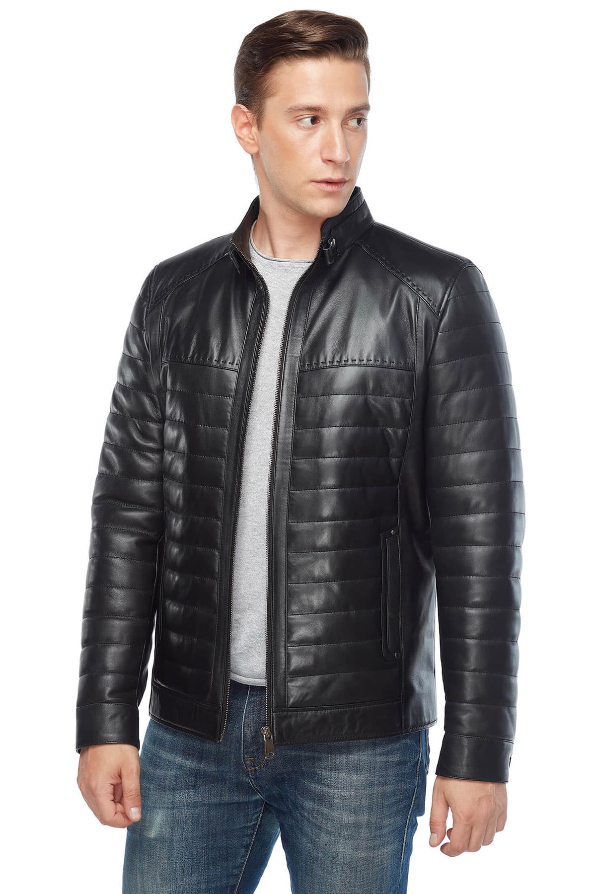 Josh O'Connor Black Genuine Leather Men's Coat