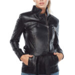 Women's 100% Real Black Leather Judy Coat