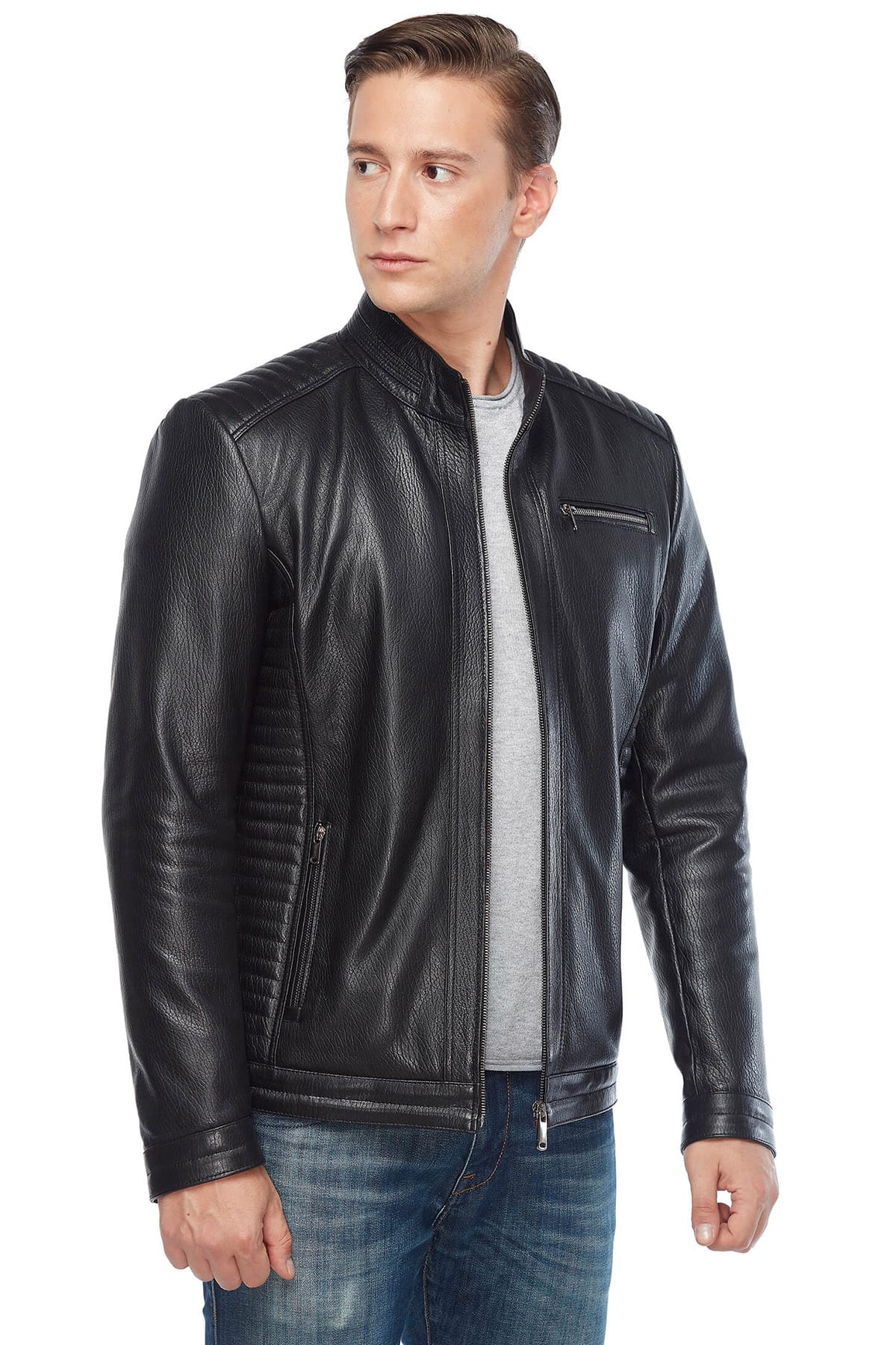 Men's 100 % Real Brown Leather Jumbo Jacket