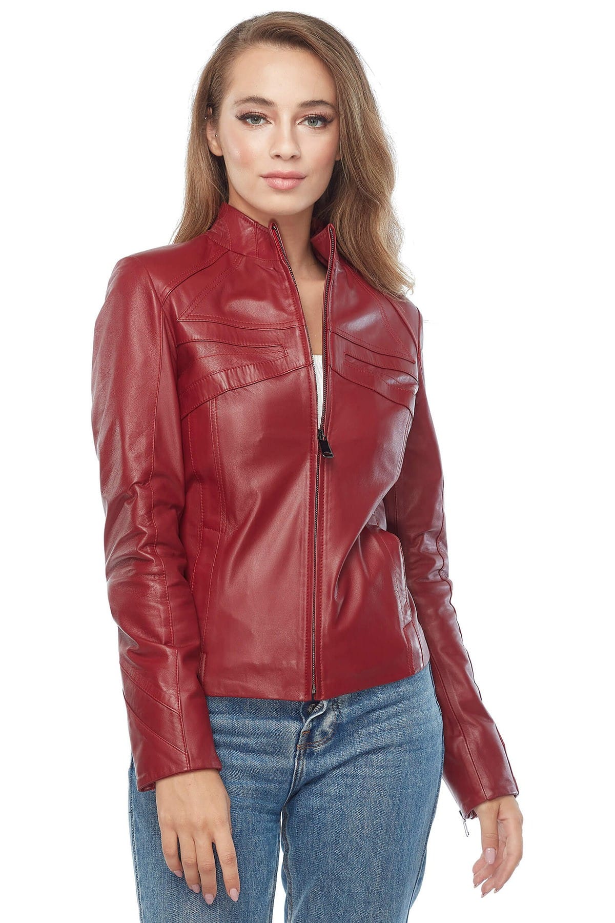 Karen Gillan Women's 100 % Real Red Leather Jacket