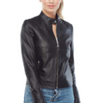 Mia Women's 100% Real Black Leather Moto Jacket