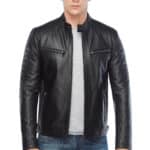 Michail Men's 100% Real Black Leather Sport Jacket