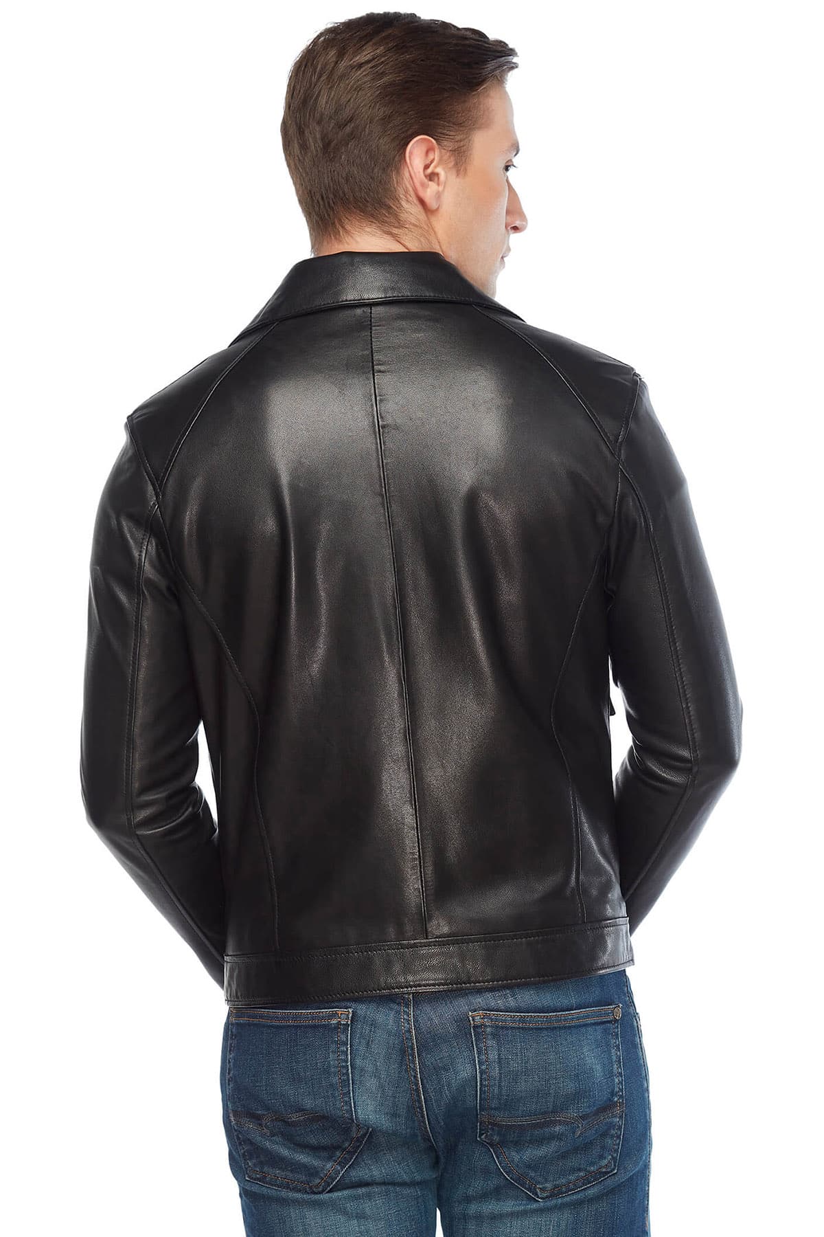 Orlando Bloom Genuine Leather Coat Black Back