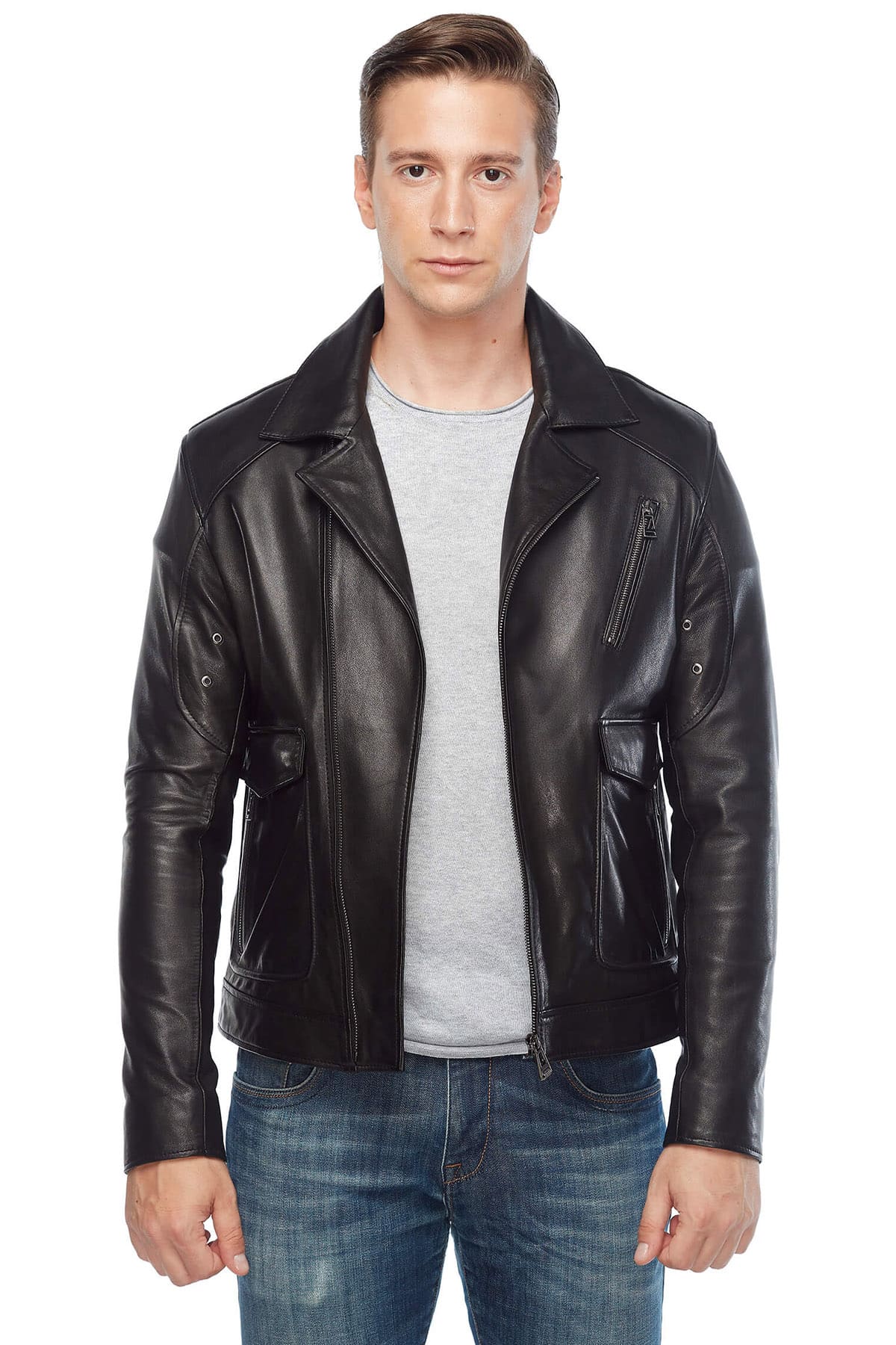 Orlando Bloom Men's 100 % Real Black Leather Jacket