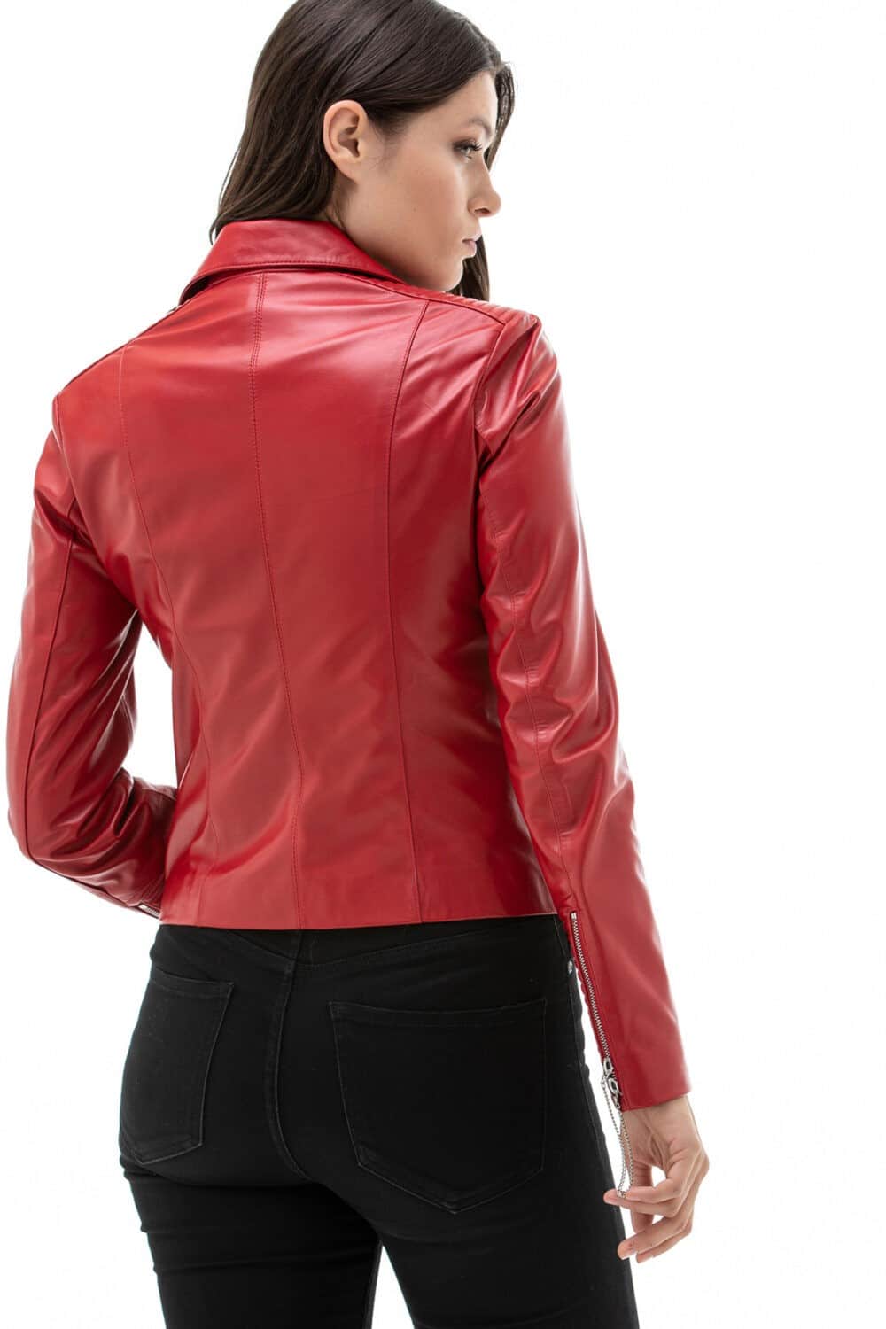 leather jacket red