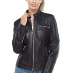 Sarah Archer Women's 100% Real Black Leather Jacket