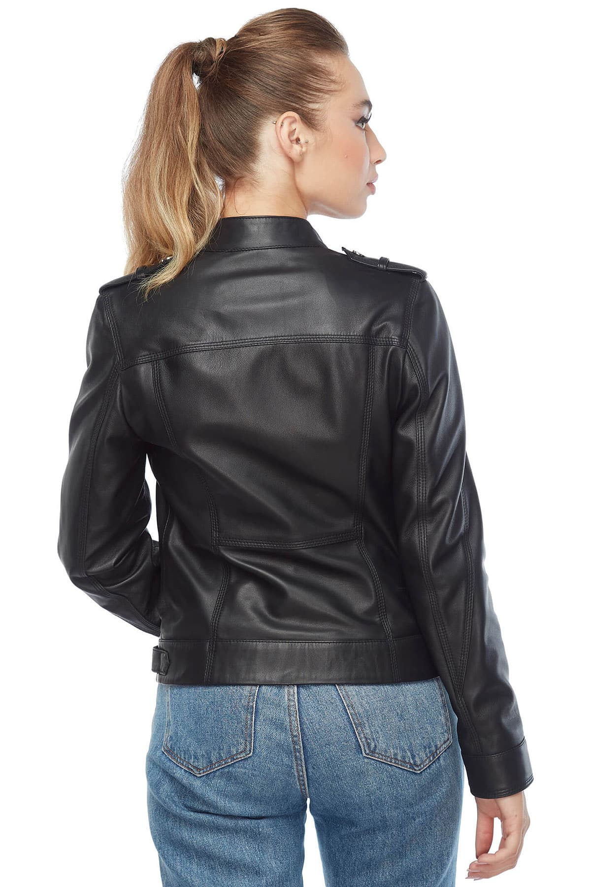 Sofia Women's 100 % Real Black Leather Jacket