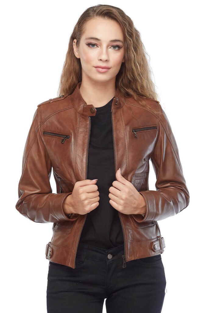 100% Pure Real Lambskin Leather Coats - Women Leather Jacket