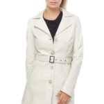 Tallulah Haddon Women's 100% Real Beige Leather Trench Coat